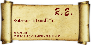 Rubner Elemér névjegykártya